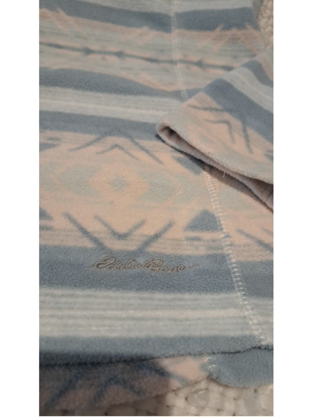 617 - Eddie Bauer Quarter Zip Fleece Pullover | Blue & Cream Southwest Print | S - Picture 5 of 7